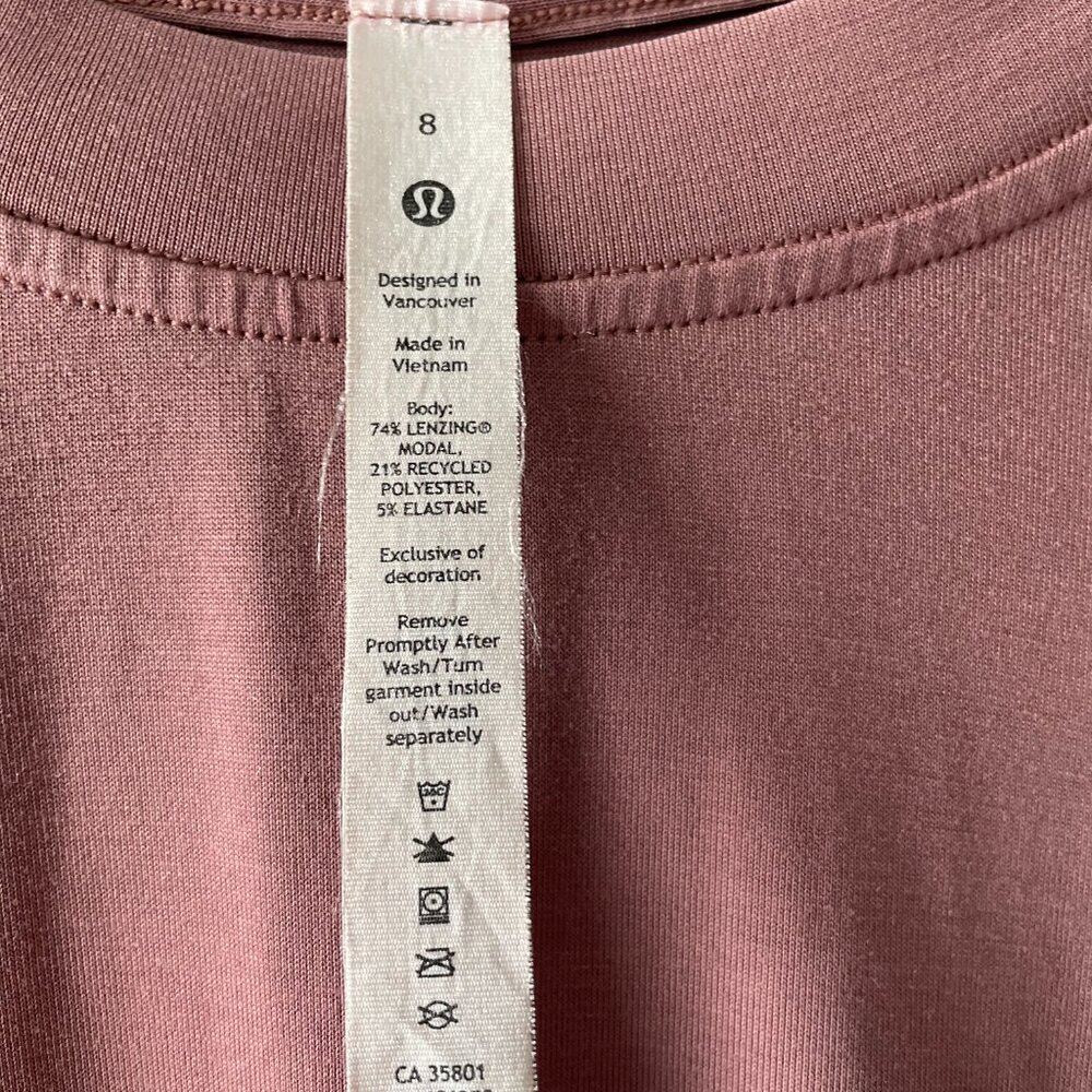 Lululemon Womens Dusty Rose Pink Side Ruched Minimalist Modern Cozy Top Size 8 - Picture 3 of 9